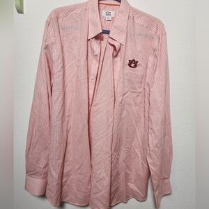 Cutter and Buck Auburn University Tigers Orange Check Long Sleeve Button Down‎ M